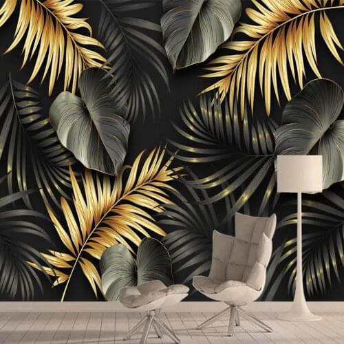 Custom Nordic Jungle Banana Leaf Wall Papers Home Decor 3d Wallpapers for Living Room Bath Cafe Floor Self Adhesive Murals Roll