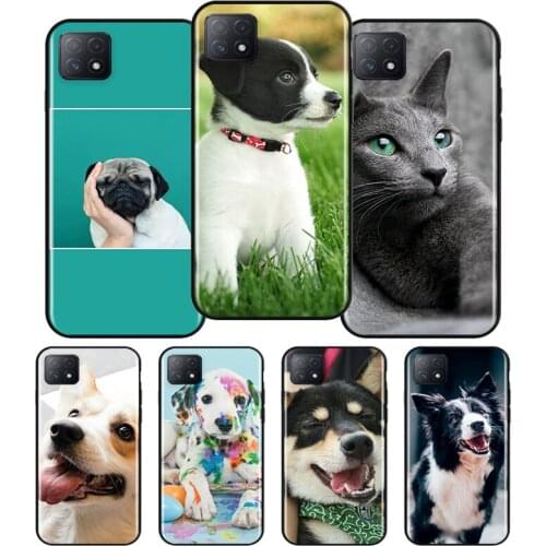 Cute Pet Cats And Dog Silicone For OPPO AX7 A1K A94 A93 A92S A73 A72 A53S A52 A32 A31 A12E A11X A9 A5 2020 Soft Phone Case