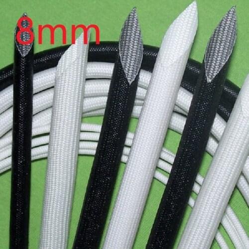ID 8mm Fiberglass Tube Silicone Resin Braided Wire Sleeve Flame Resistant Fiber Glass Insulated Cable Protect Pipe 200 Deg.C