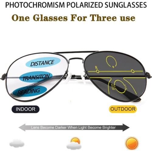 Outdoor Fashion Sun Photochromic Reading Glasses Men Women Progressive Multifocal Presbyopic Glasses Anti-blue light Eyeglasses