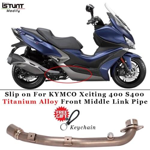 For KYMCO Xciting 400 S400 Motorcycle Exhaust Escape Modified Titanium Alloy Front Middle Link Pipe Connect the original muffler