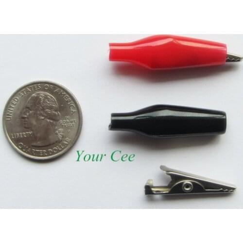 10pcs Mini Battery Insulated Crocodile Alligator Testing Clip Clamp Connector Length 28mm Red & Black