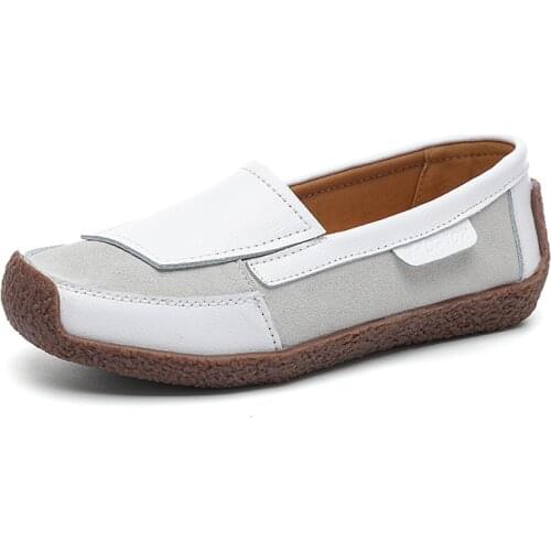 Large Size Low-heeled Womens Shoes with Non-slip Soft Sole Leather Sheepskin Beanie Shoes Casual Breathable Shoes