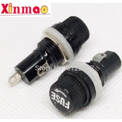 10pcs 5*20mm Fuse Holders 5X20 Black Insurance Tube Socket Fuse Holder For 5*20 Insurance Panel Mount Fuse Holder fusibles fuses