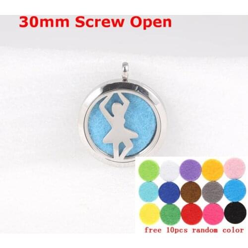 10pcs Free Pads and Chain!Stainless Steel Aromatherapy Jewelry Ballet Girl Essential Oil Diffuser Lockets Necklace For Women