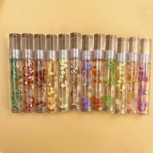 10 Piece Clear Lip Oil Fruit Flower Lip Glaze Private Label Butterfly Lip Gloss Makeup Cosmetics No Brand Wholesale