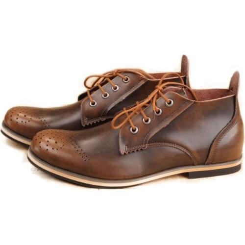 2019 New Men Shoes Leisure Leather Dress Shoes Men Carved Lace-up Italian Style Business Shoes Men Zapatos Hombre, EU38-43