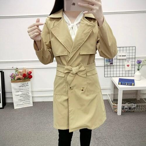 2021 spring new mid-length coat female Korean style temperament self-cultivation all-match thin windbreaker women