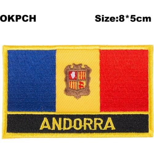 Andorra Square Shape Iron-on Flag Patch Embroidered Saw on Badges Patches for Clothing PT0014-R
