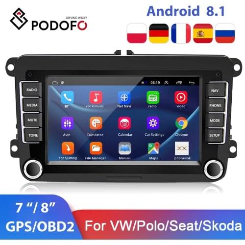 Podofo Android 8.1 Car Radio 2 din Car Multimedia player For VW/Volkswagen/Golf/Polo/Tiguan/Passat/b7/b6/SEAT/leon/Skoda/Octavia