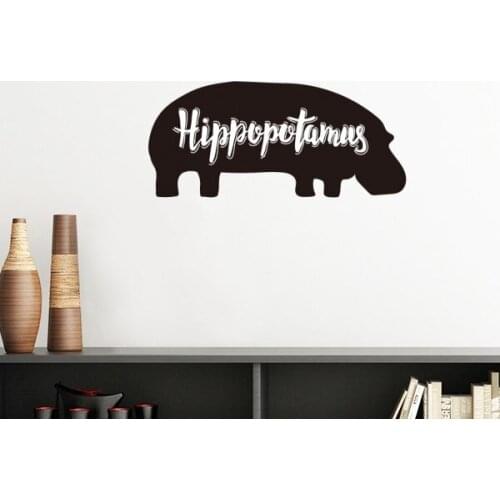 Hippopotamus Black And White Animal Silhouette Removable Wall Sticker Art Decals Mural DIY Wallpaper for Room Decal