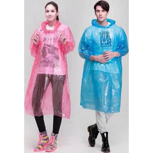 Colorful Rain Coat Hood Camping Mantle Convenient Raincoat Cloak Disposable Poncho Accessories Adult Transparent