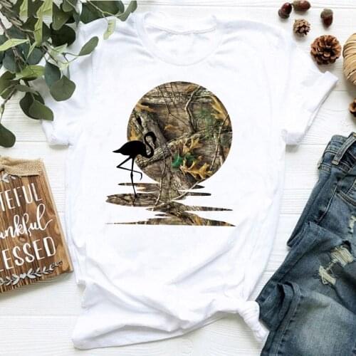 2021 Hot Sale S-XXXL Fashion Womens Ladies White Word Fashion Tops Birds Aesthetic Tshirt Women White Word Summer T-shirt