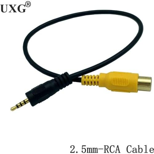 2.5MM Jack Male To RCA Female Adapter Cable Stereo AV Cable For GPS AV-In Converter Black Video