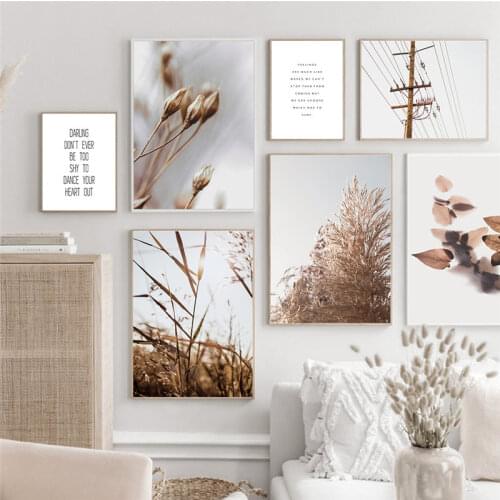 Grass Nature Landscape Picture Flower Plant Poster Scenery Wall Art Canvas Painting Nordic Fresh Style Modern for Living Room