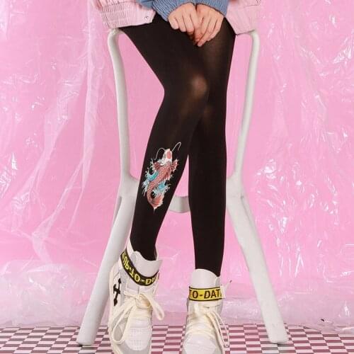 Harajuku style brocade print pantyhose