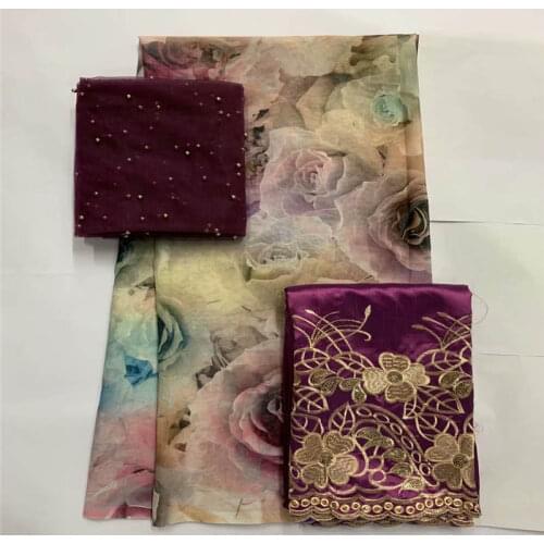 3 Piece Set 2020 Fashion High Quality 100% Cotton Embroidery Lace Fabric For Womens Dress Textile material 2+5+2 Yards!LXF99153