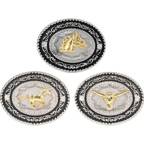 Western Cowboy Belt Buckle Horse OX Head Arabesque Men Buckle Bull Head Redeo Belt Buckle Mens Antique Belt Accessories