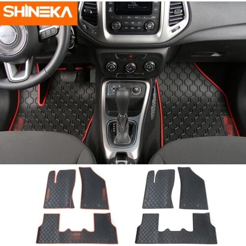 SHINEKA Mats & Carpets For Jeep Compass 2017+ Car Interior Rubber Foot Mats Decoration Kit Accessories For Jeep Compass 2017 Up