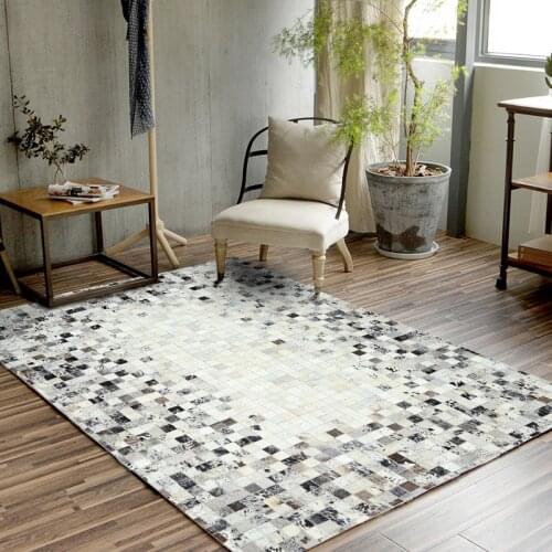 European Style Simple Style Carpets Living Room Bedroom Tea Table Rugs Cowhide Manual Stitching Carpet Luxurious Large Rug XW01