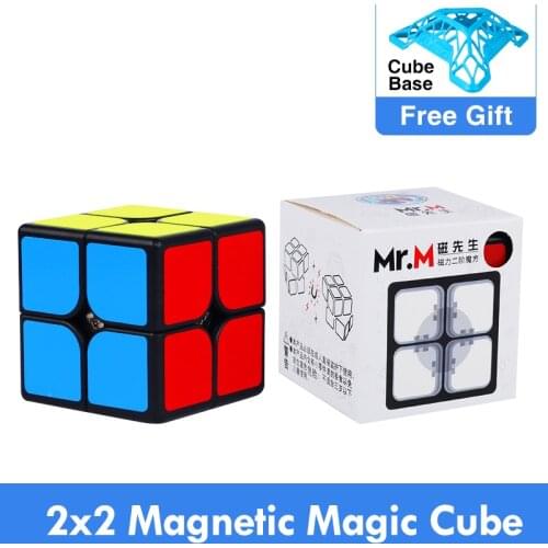 Promo Sengso Mr.M 2x2 Magnetic Magic Cube Black Shengshou 2x2x2 Magnets Speed Cubo Magico Brain Training Toys For Children Kids