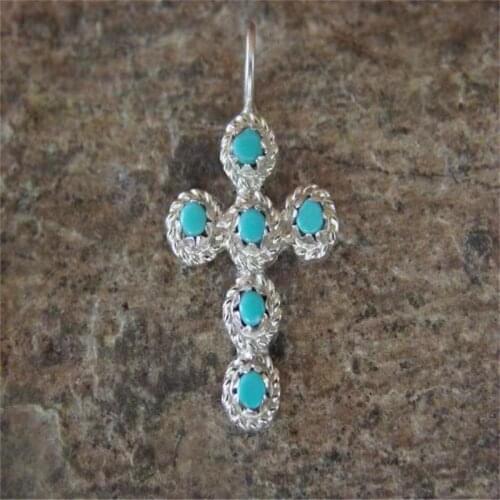 Milangirl Charm Cross Turquoises Pendant Necklace for Women Chain Necklaces Handmade Zuni Indian Jewelry s