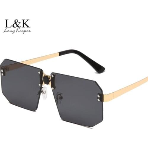 Fashion Rimless Square Sunglasses Women Men Luxury Brand Oversized Sun Glasses Female Gradient Lens Eyewear High Quality Gafas