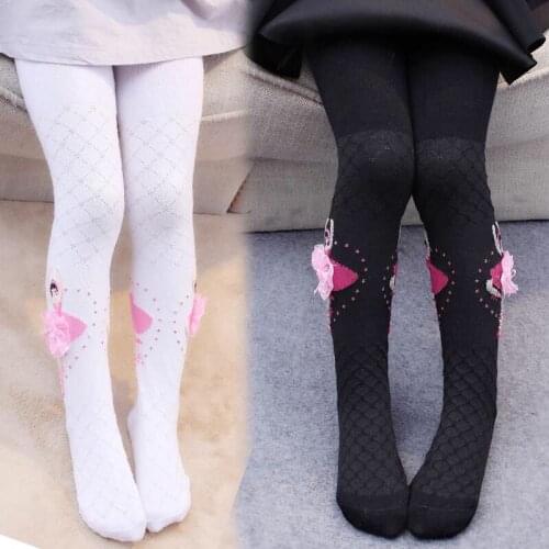 Autumn And Winter Girls Pantyhose Cotton Children Dance Kids Pants Baby Girl Clothes Age 4-12y Dresses With 3d Pattern