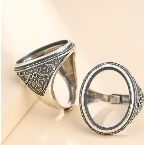 18*24mm 925 STERLING SILVER men Semi Mount Bases Blanks base blank Pad VINTAGE wedding rings ring Setting set men diy A5369