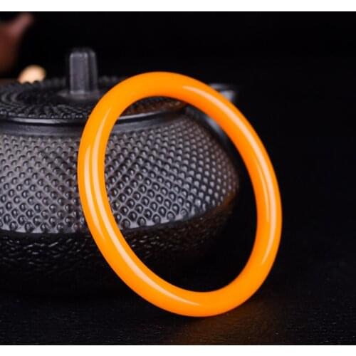 Genuine Natural Yellow Jade Bangle Bracelet Chinese Hand-Carved Jadeite Charm Jewelry Accessories Amulet Fashion Men Women Gifts