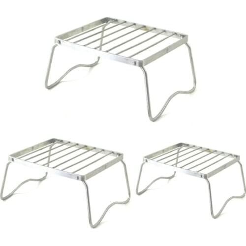 Mini Barbecue Grill Stainless Steel Portable Folding Barbecue Holder Rack Shelf