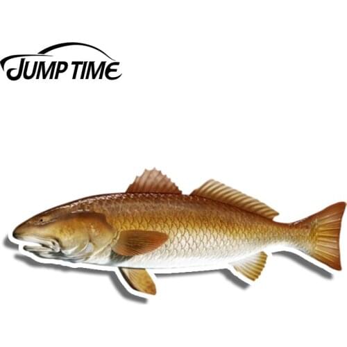 Jump Time 13cm x 5cm Redfish Red Fish Sticker Fishing Graphic Vinyl Decal Car Window Laptop Bumper Boat Car Stickers