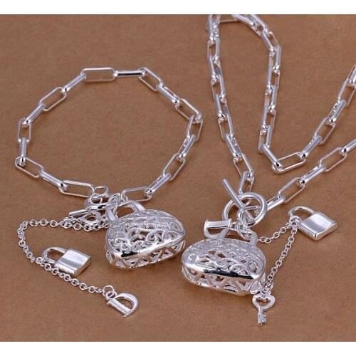 S006 Silver Color Jewelry Sets Lovely Silver 925 Jewelry Bag Pendant /aicaizja Atuajlba