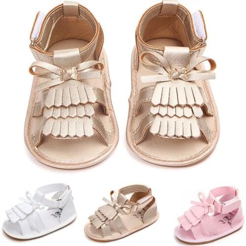 Baby Tassel Sandals Girl Princess Shoes Toddler Sweet Big Bowknot Soft Soles Anti-Slip Chic Elegant Shoes for Girls