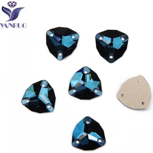 YANRUO 3272 Trilliant Montana Glass rhinestones Clothes Stones And Crystal Sewn rhinestones For Sew On Crystals