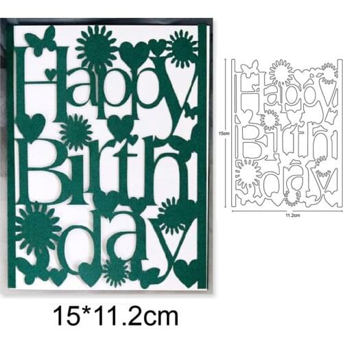 Happy Birthday Frame Metal Cutting Dies Stencil for DIY Scrapbooking Album Embossing Paper Cards Decoratve Crafts Die Cuts