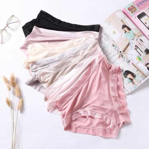 Birdsky, 3pcs Women briefs panties underwear, 100% mulberry silk, lace band, mid waist, quick dry, 7 solid colors. OR-11