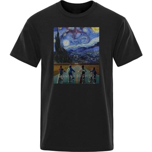 Van Goghs Stranger Things TV Show Printed Men TShirt 100% Premium Cotton Hot Sale T-Shirts Harajuku Streetwear Sweatshirt Tops