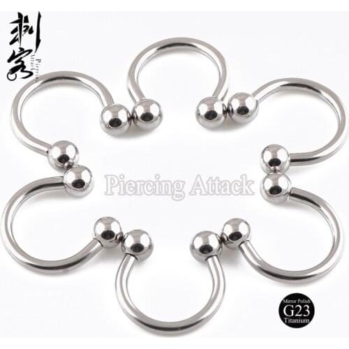 Highly Polished G23 Titanium Body Piercing 16 Gauge Titanium Ball Horseshoe Circular