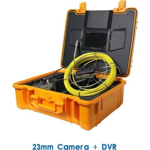 WOPSON Drain Pipe Inspection Endoscope System WIth 23mm Camera Head DVR Yellow ABS Suitcase 7" Monitor 20/30/50M Cable
