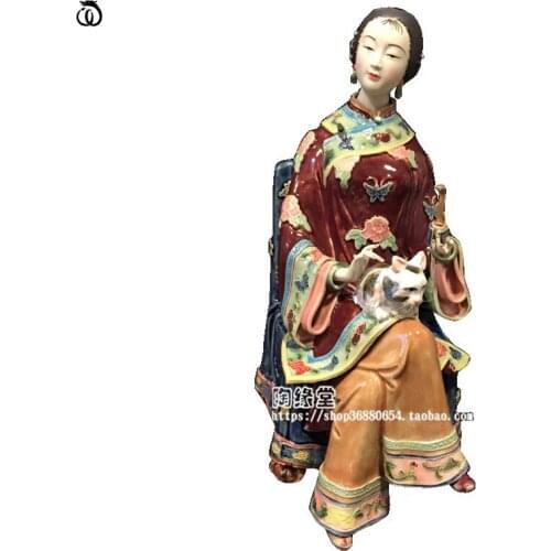 WU CHEN LONG Classical Beautiful Women Statue Decoration Chinese Style Lady Figure Art Sculpture Ceramic Craft Home Decor R7009