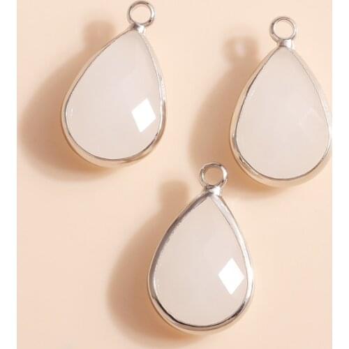 10pcs 11*18mm Water Drop Shape Charms Pendants for Earrings Bracelets DIY Supplies White Crystal Charms Jewelry Findings Making