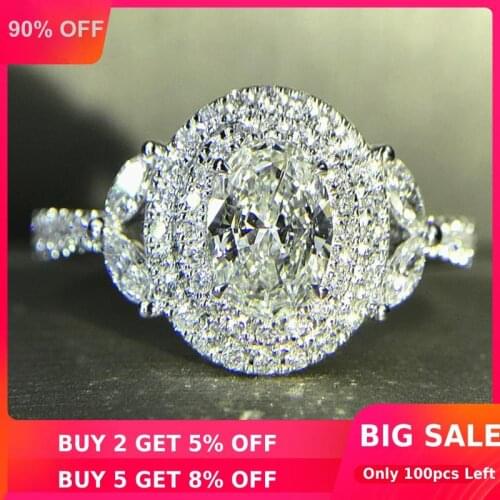 100% Original 925 sterling silver Diamond cz Ring Flower Engagement Wedding band Rings for Women Bridal Party Finger Jewelry
