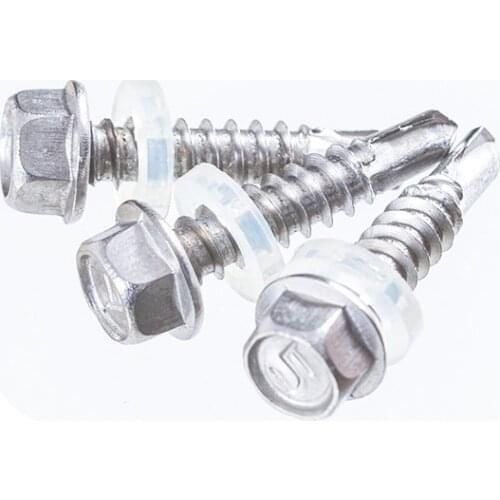 20pcs 410 stainless steel gb15856.4 outer hexagon flange self tapping and self drilling screw M6.3