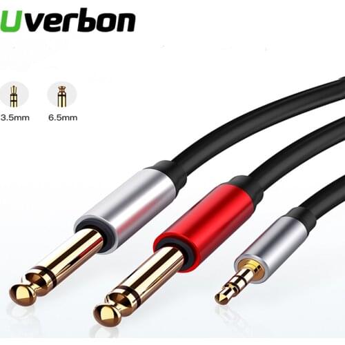 3.5mm to Dual 6.5mm Adapter Jack Audio Cable Male To Male Cable Splitter Audio Cord For Mixer Speaker 3.5 to 6.5 AUX Adapter