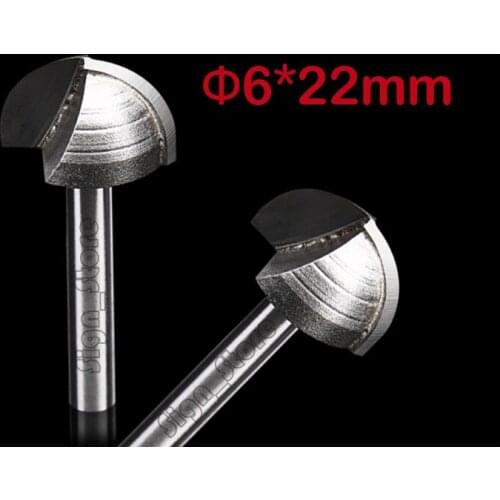 6mm*22mm Free shipping 2pcs/lot CNC Computer engraving tools Carbide Round bottom router bit Woodworking milling cutter