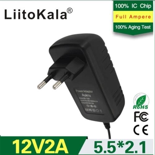 Liitokala 12V 2A Power Adapter 12V 18650 Battery Charger EU/US Plug DC 5.5* 2.1 MM Output Power Supply Free Shipping