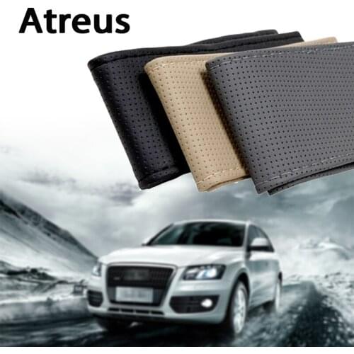 Atreus Car steering wheel cover Genuine Leather Hand stitching for BMW e46 e39 e60 e90 e36 Mini cooper Audi a4 b6 a3 a6 c5 b8 b7