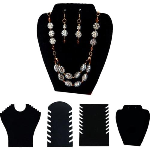 Velvet Jewelry Display Stand Showcase for Pendant Necklace, Holding Necklaces Earrings, 4 Types