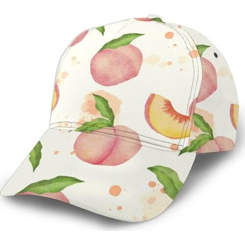Watercolor Peach With Leaves Outdoor Sport Caps Baseball Hat Men Women Visor Cap Baseball Cap Street Hip Hop Caps